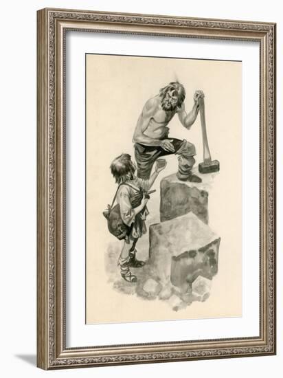 Michelangelo, as a Boy, Helping Stone-Cutters at their Work-Peter Jackson-Framed Giclee Print