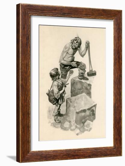 Michelangelo, as a Boy, Helping Stone-Cutters at their Work-Peter Jackson-Framed Giclee Print