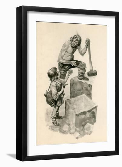 Michelangelo, as a Boy, Helping Stone-Cutters at their Work-Peter Jackson-Framed Giclee Print