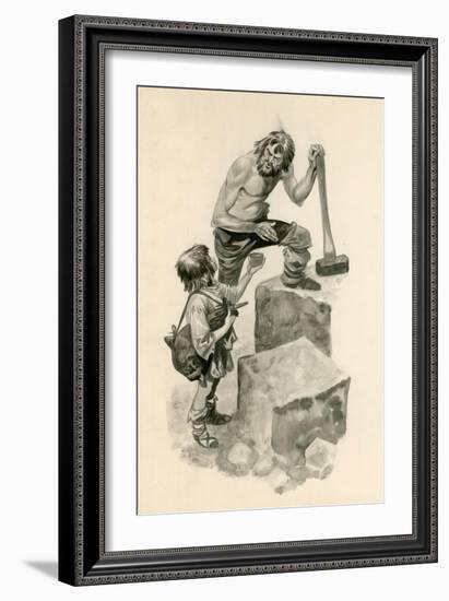 Michelangelo, as a Boy, Helping Stone-Cutters at their Work-Peter Jackson-Framed Giclee Print