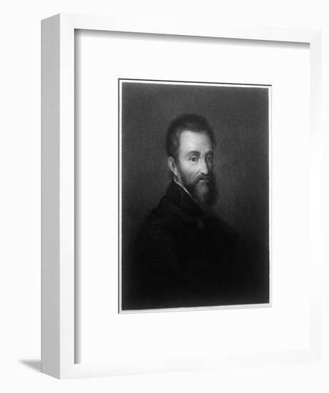 Michelangelo Buonarotti di Lodovico Simoni Italian Sculptor Painter Architect and Poet-R. Woodman-Framed Art Print