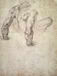 W.63R Study of a Male Nude, Leaning Back on His Hands-Michelangelo Buonarroti-Giclee Print