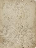 Archers Shooting at a Herm, Triumph of Bacchus, and Other Studies-Michelangelo & Perino del Vaga-Mounted Giclee Print
