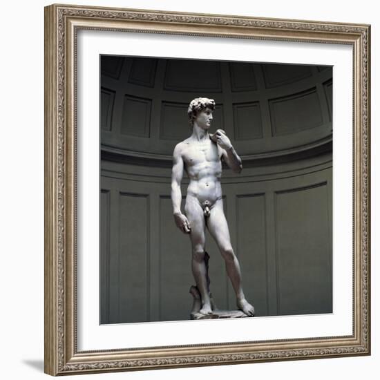 Michelangelo's David, 16th century. Artist: Michelangelo Buonarroti-Michelangelo Buonarroti-Framed Giclee Print