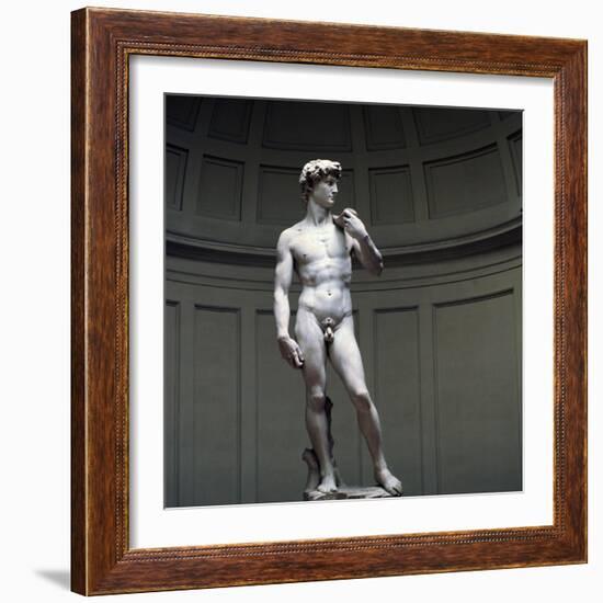 Michelangelo's David, 16th century. Artist: Michelangelo Buonarroti-Michelangelo Buonarroti-Framed Giclee Print