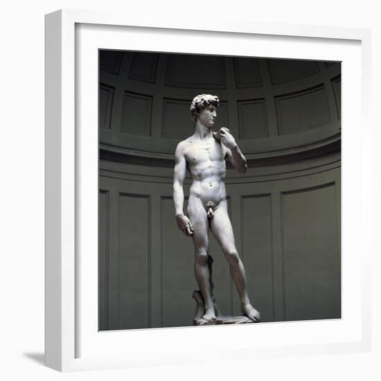 Michelangelo's David, 16th century. Artist: Michelangelo Buonarroti-Michelangelo Buonarroti-Framed Giclee Print