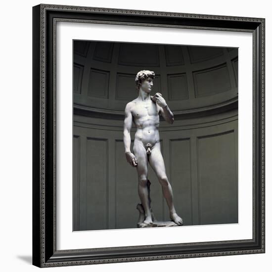 Michelangelo's David, 16th century. Artist: Michelangelo Buonarroti-Michelangelo Buonarroti-Framed Giclee Print