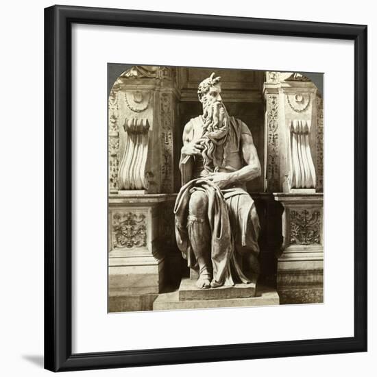 Michelangelo's Statue of Moses, Church of San Pietro in Vincoli, Rome, Italy-Underwood & Underwood-Framed Photographic Print