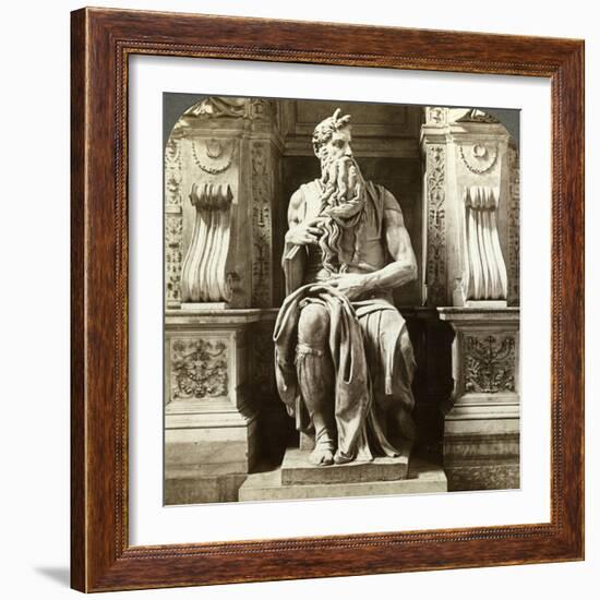 Michelangelo's Statue of Moses, Church of San Pietro in Vincoli, Rome, Italy-Underwood & Underwood-Framed Photographic Print