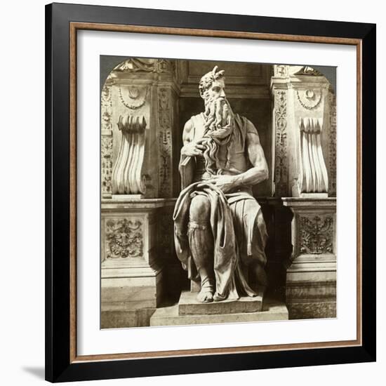 Michelangelo's Statue of Moses, Church of San Pietro in Vincoli, Rome, Italy-Underwood & Underwood-Framed Photographic Print