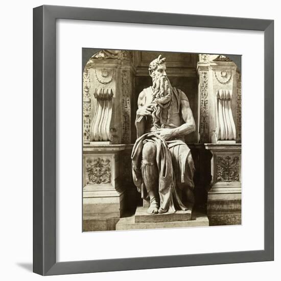 Michelangelo's Statue of Moses, Church of San Pietro in Vincoli, Rome, Italy-Underwood & Underwood-Framed Photographic Print