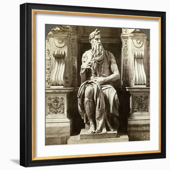 Michelangelo's Statue of Moses, Church of San Pietro in Vincoli, Rome, Italy-Underwood & Underwood-Framed Photographic Print