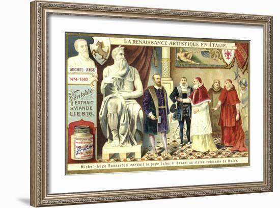 Michelangelo Showing Pope Julius II His Colossal Statue of Moses-null-Framed Giclee Print