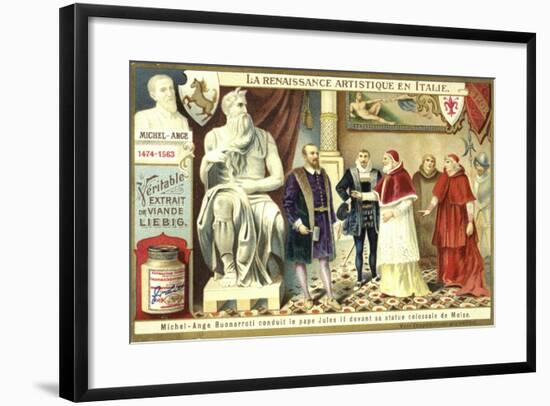 Michelangelo Showing Pope Julius II His Colossal Statue of Moses-null-Framed Giclee Print