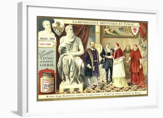 Michelangelo Showing Pope Julius II His Colossal Statue of Moses-null-Framed Giclee Print