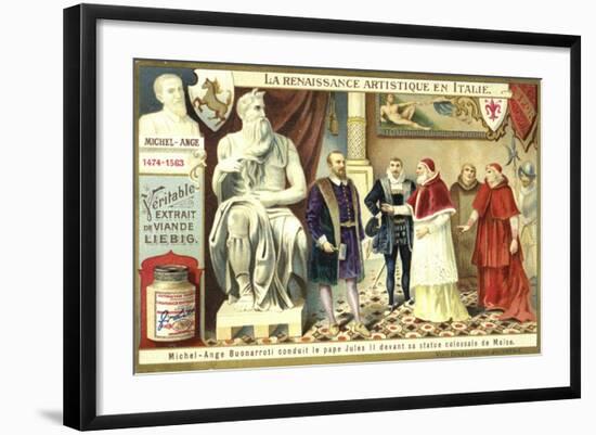 Michelangelo Showing Pope Julius II His Colossal Statue of Moses-null-Framed Giclee Print