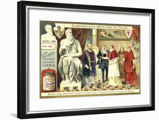 Michelangelo Showing Pope Julius II His Colossal Statue of Moses-null-Framed Giclee Print