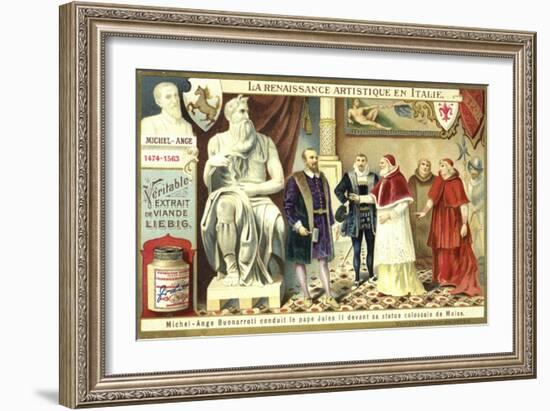 Michelangelo Showing Pope Julius II His Colossal Statue of Moses-null-Framed Giclee Print