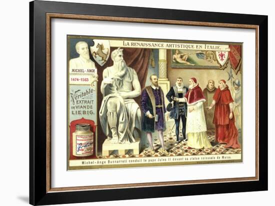 Michelangelo Showing Pope Julius II His Colossal Statue of Moses-null-Framed Giclee Print