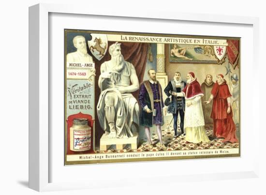 Michelangelo Showing Pope Julius II His Colossal Statue of Moses-null-Framed Giclee Print