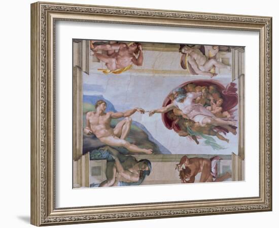 Michelangelo, the Creation of Adam in the Sistine Chapel, Vatican, Rome, Lazio, Italy, Europe-Rainford Roy-Framed Photographic Print