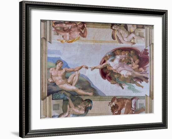 Michelangelo, the Creation of Adam in the Sistine Chapel, Vatican, Rome, Lazio, Italy, Europe-Rainford Roy-Framed Photographic Print