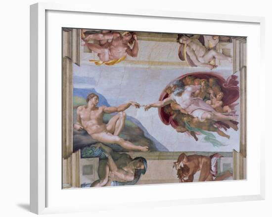 Michelangelo, the Creation of Adam in the Sistine Chapel, Vatican, Rome, Lazio, Italy, Europe-Rainford Roy-Framed Photographic Print