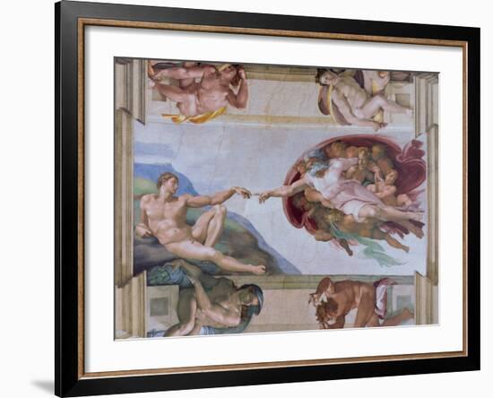 Michelangelo, the Creation of Adam in the Sistine Chapel, Vatican, Rome, Lazio, Italy, Europe-Rainford Roy-Framed Photographic Print