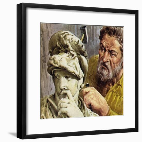 Michelangelo Worked on a Chapel Which Was to Contain the Tombs of the De Medici Family-null-Framed Giclee Print