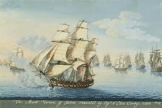 Ship Mount Vernon of Salem Outrunning a French Fleet-Michele Felice Corne-Giclee Print