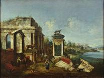 Roman Ruins (Oil on Canvas)-Michele Marieschi-Giclee Print