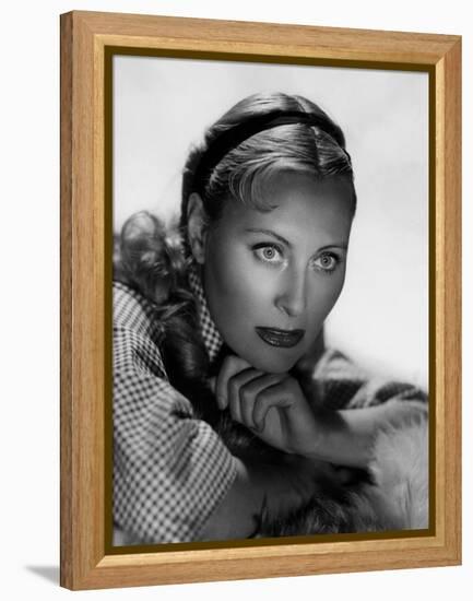 Michele Morgan (b/w photo)-null-Framed Stretched Canvas