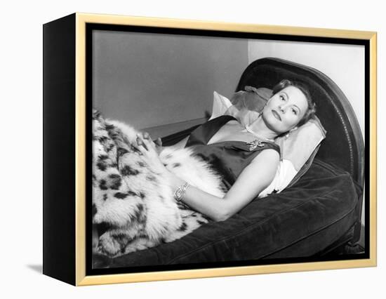 Michèle Morgan Laid on a Bed, 1951-Marcel Begoin-Framed Premier Image Canvas