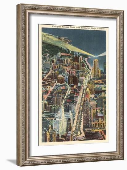 Michigan Avenue by Night, Chicago-null-Framed Art Print