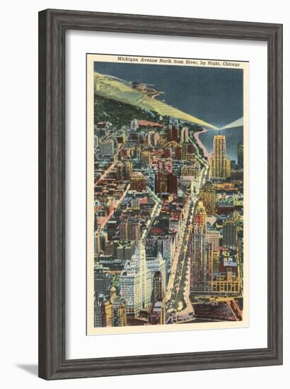 Michigan Avenue by Night, Chicago-null-Framed Art Print