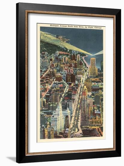 Michigan Avenue by Night, Chicago-null-Framed Art Print