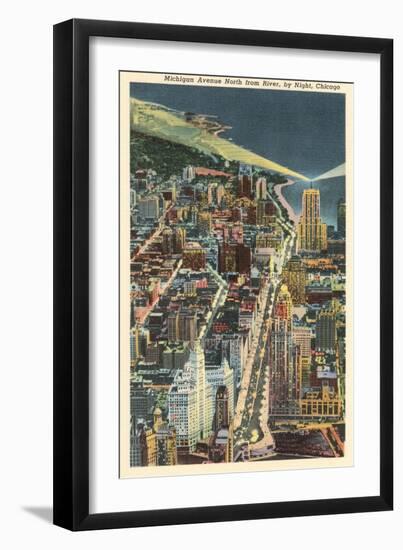 Michigan Avenue by Night, Chicago-null-Framed Art Print