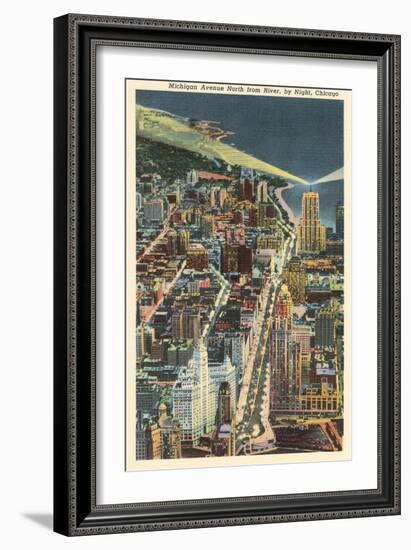 Michigan Avenue by Night, Chicago-null-Framed Art Print