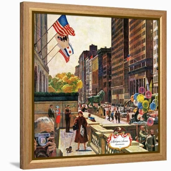 "Michigan Avenue, Chicago," October 15, 1960-John Falter-Framed Premier Image Canvas