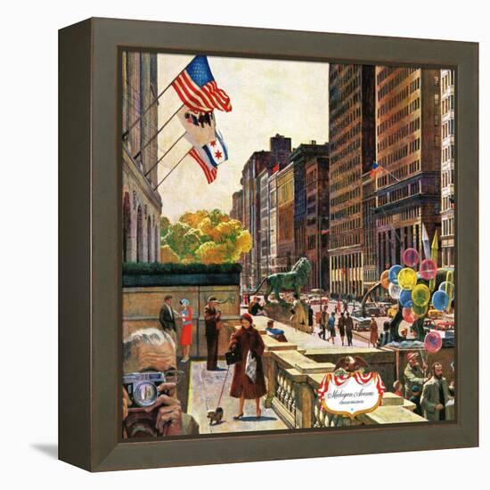 "Michigan Avenue, Chicago," October 15, 1960-John Falter-Framed Premier Image Canvas