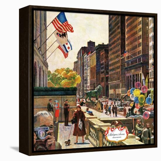 "Michigan Avenue, Chicago," October 15, 1960-John Falter-Framed Premier Image Canvas