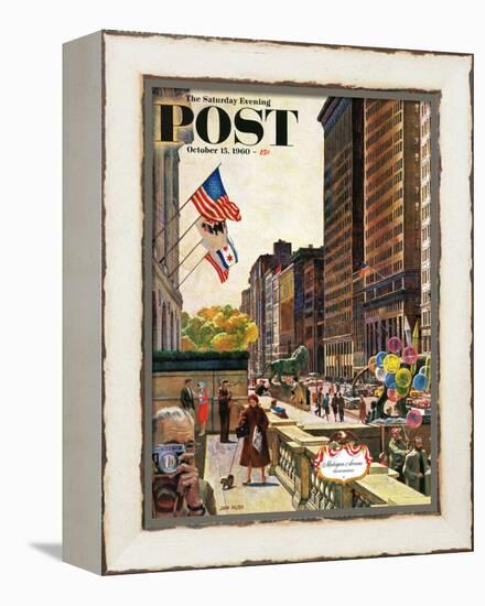 "Michigan Avenue, Chicago," Saturday Evening Post Cover, October 15, 1960-John Falter-Framed Premier Image Canvas