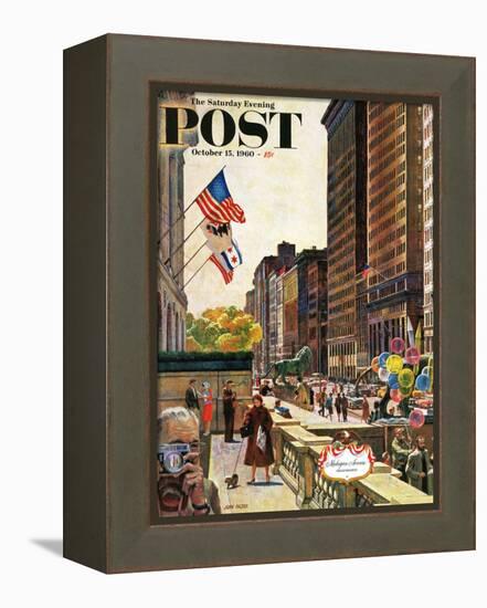 "Michigan Avenue, Chicago," Saturday Evening Post Cover, October 15, 1960-John Falter-Framed Premier Image Canvas