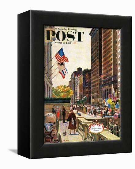 "Michigan Avenue, Chicago," Saturday Evening Post Cover, October 15, 1960-John Falter-Framed Premier Image Canvas