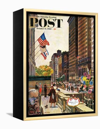 "Michigan Avenue, Chicago," Saturday Evening Post Cover, October 15, 1960-John Falter-Framed Premier Image Canvas