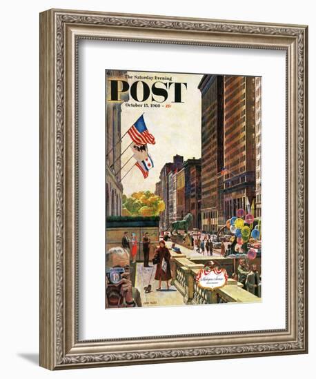 "Michigan Avenue, Chicago," Saturday Evening Post Cover, October 15, 1960-John Falter-Framed Giclee Print