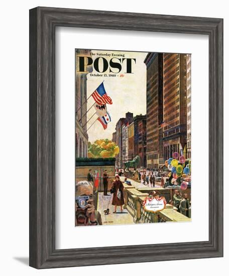 "Michigan Avenue, Chicago," Saturday Evening Post Cover, October 15, 1960-John Falter-Framed Giclee Print