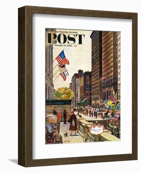 "Michigan Avenue, Chicago," Saturday Evening Post Cover, October 15, 1960-John Falter-Framed Giclee Print