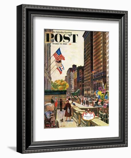 "Michigan Avenue, Chicago," Saturday Evening Post Cover, October 15, 1960-John Falter-Framed Giclee Print