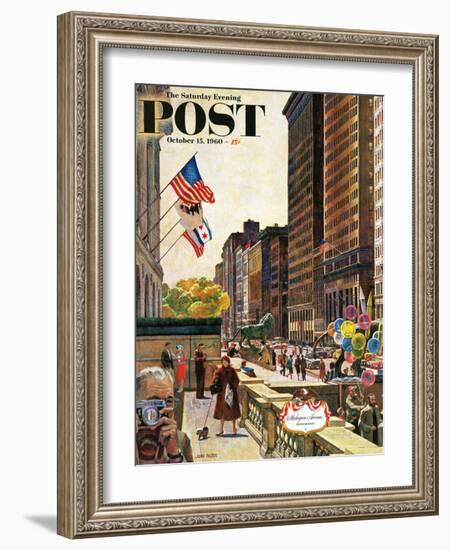 "Michigan Avenue, Chicago," Saturday Evening Post Cover, October 15, 1960-John Falter-Framed Giclee Print